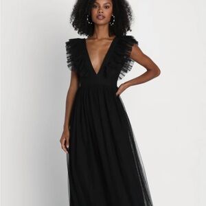 Lulu's Black Backless Ruffle Dress